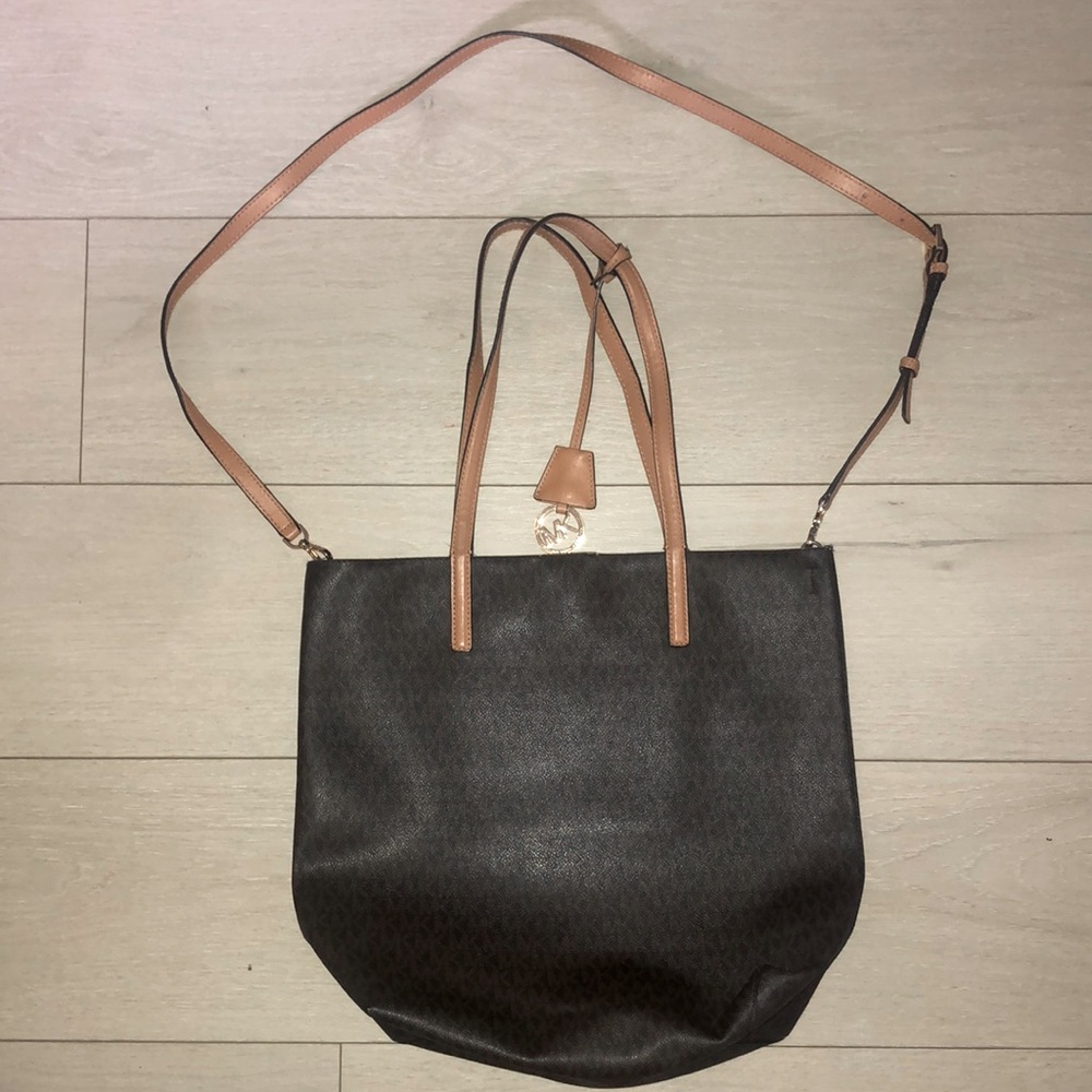 Authentic Michael Kors Haley Large North South Tote Peanut/Brown color